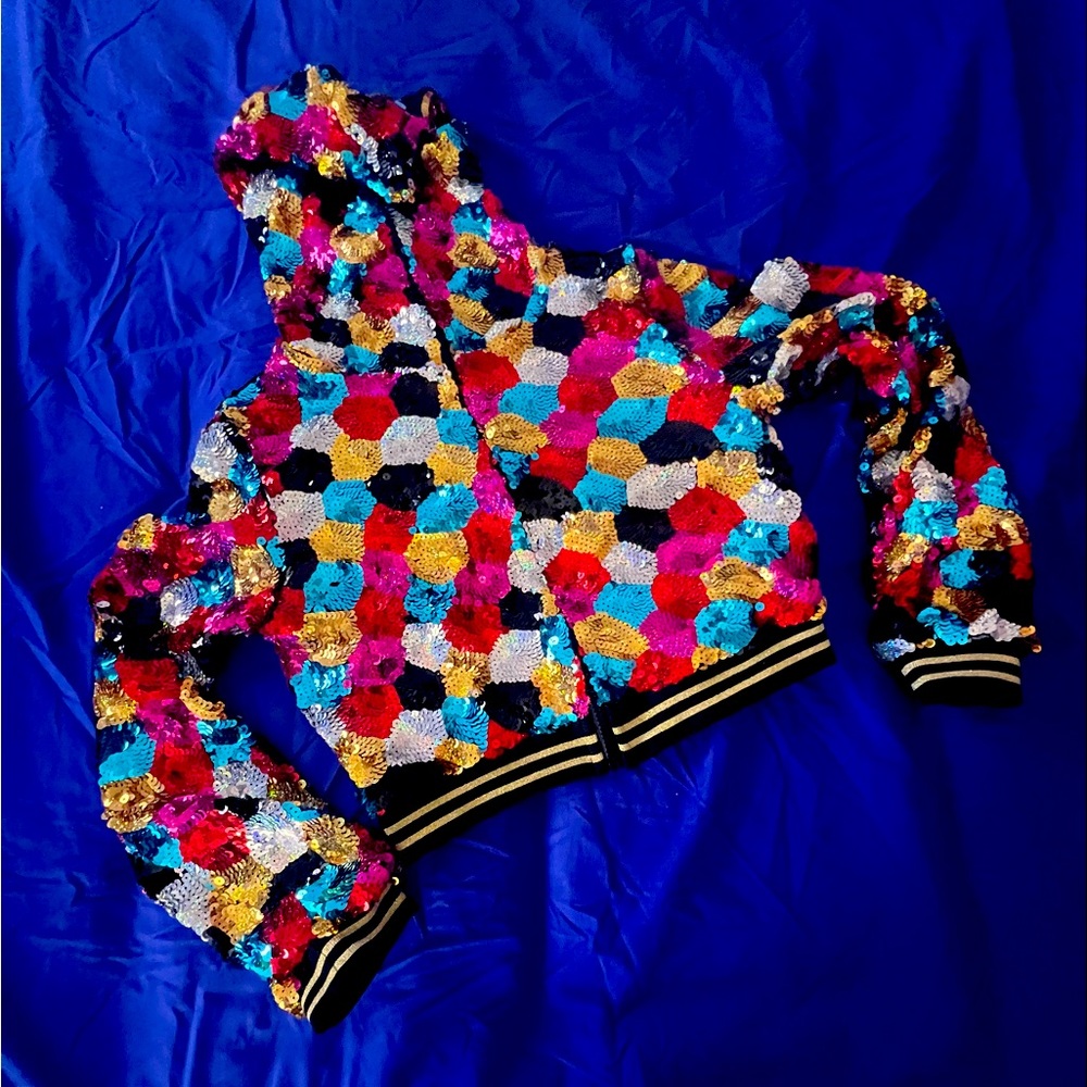 Small - Med cropped bling jacket - multi color  great condition